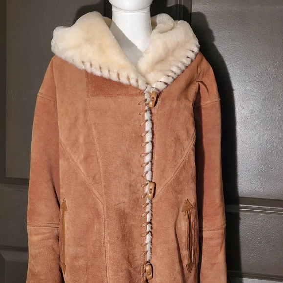 Vintage Marvin Richards Hooded Leather Shearling Coat - Picture 3 of 12